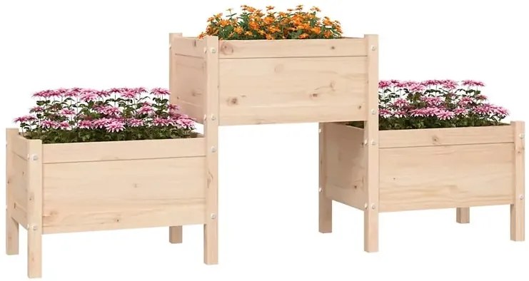 Drewniana potrójna donica ogrodowa - Nilli