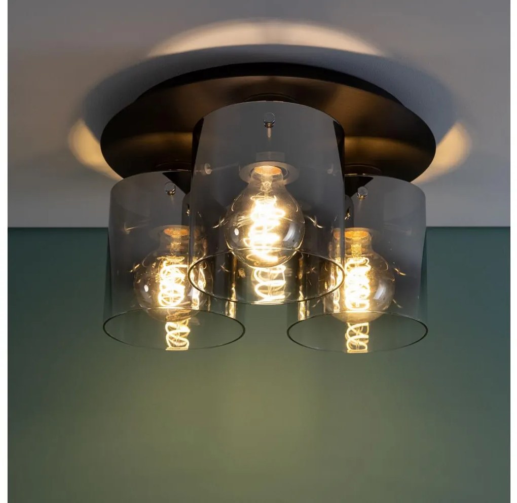 Brilliant - Lampa sufitowa BETH 3xE27/60W/230V śr. 37 cm czarna/przydymiona
