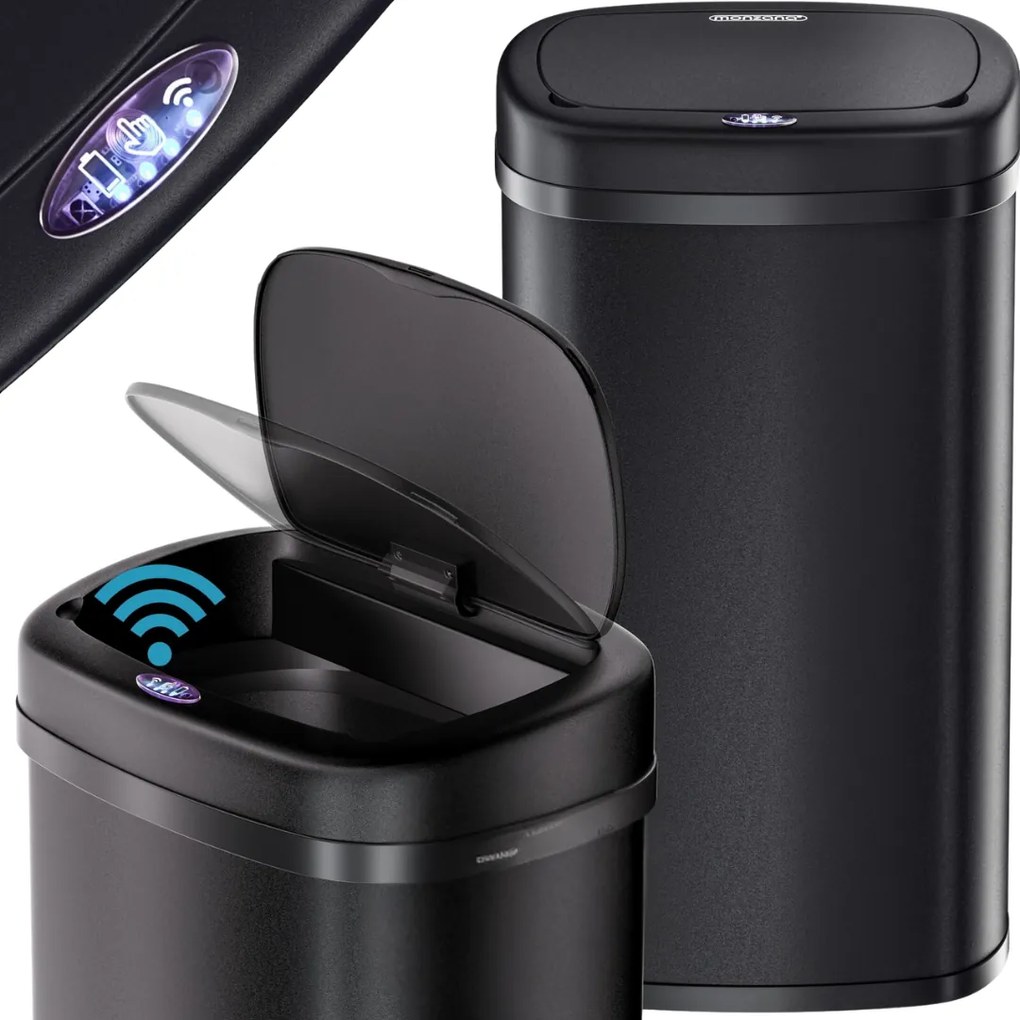 Sensorowy kosz na śmieci DEUS, 58 litrów, czarny Jurhan