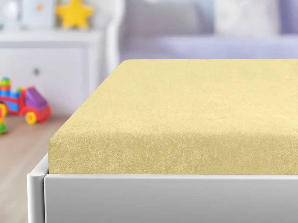 PrzytulneMieszkanie.pl Prześcieradło frotte do łóżeczka żółte 70x140 cm