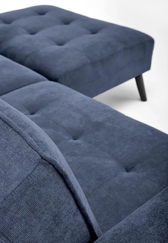 Granatowa sofa narożna z funkcją spania - Leris