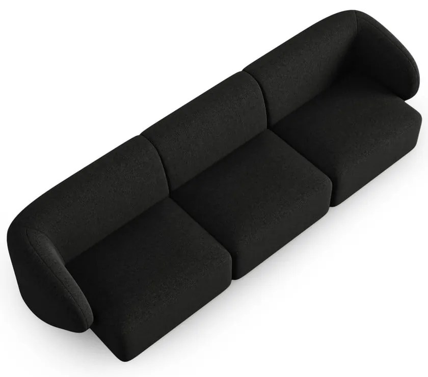 Czarna sofa z tkaniny szenilowej 266 cm Paolo – Milo Casa