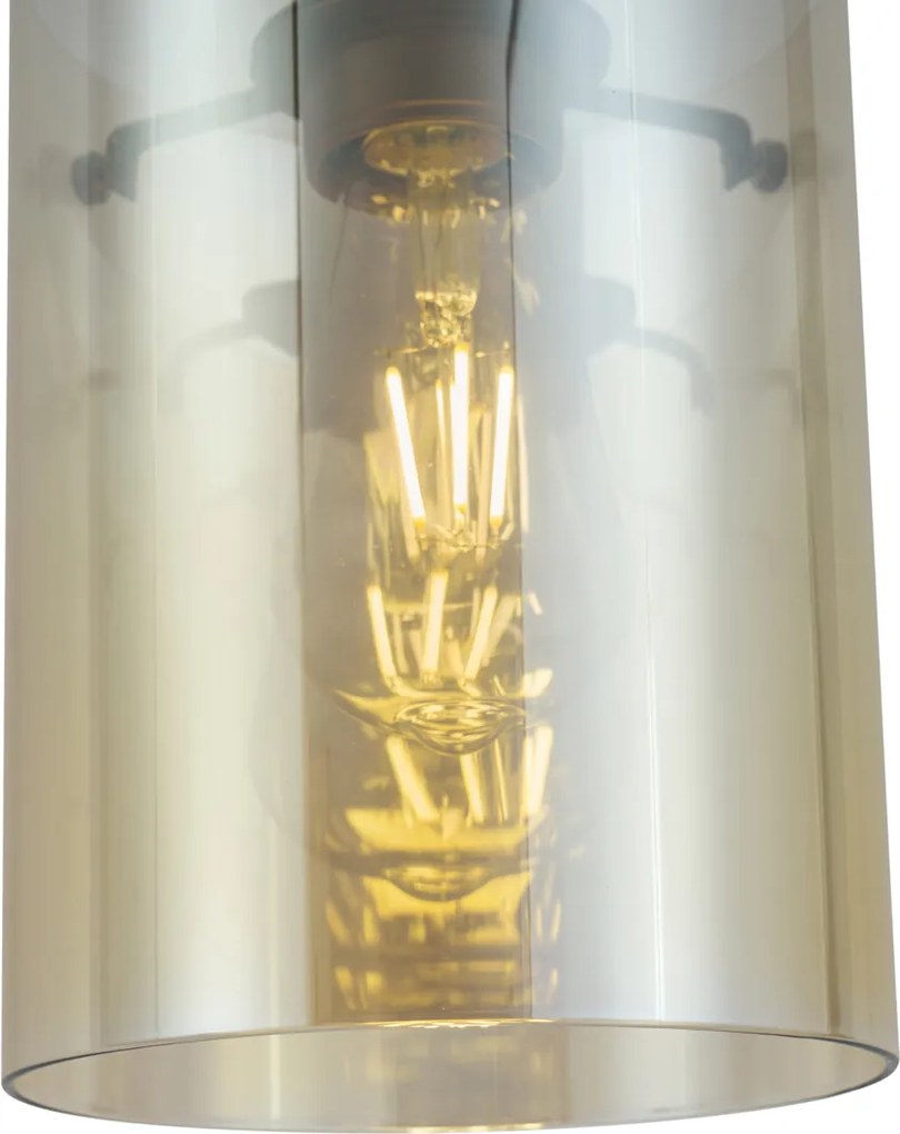 Nowoczesny reflektor w kolorze ciemnego brązu z bursztynowym szkłem do systemu szynowego 1-fazowego - Iconic Dome