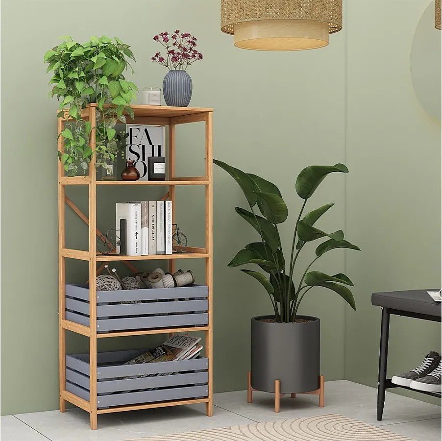 Półka na książki bambus 48.3x35.5x114 novaro