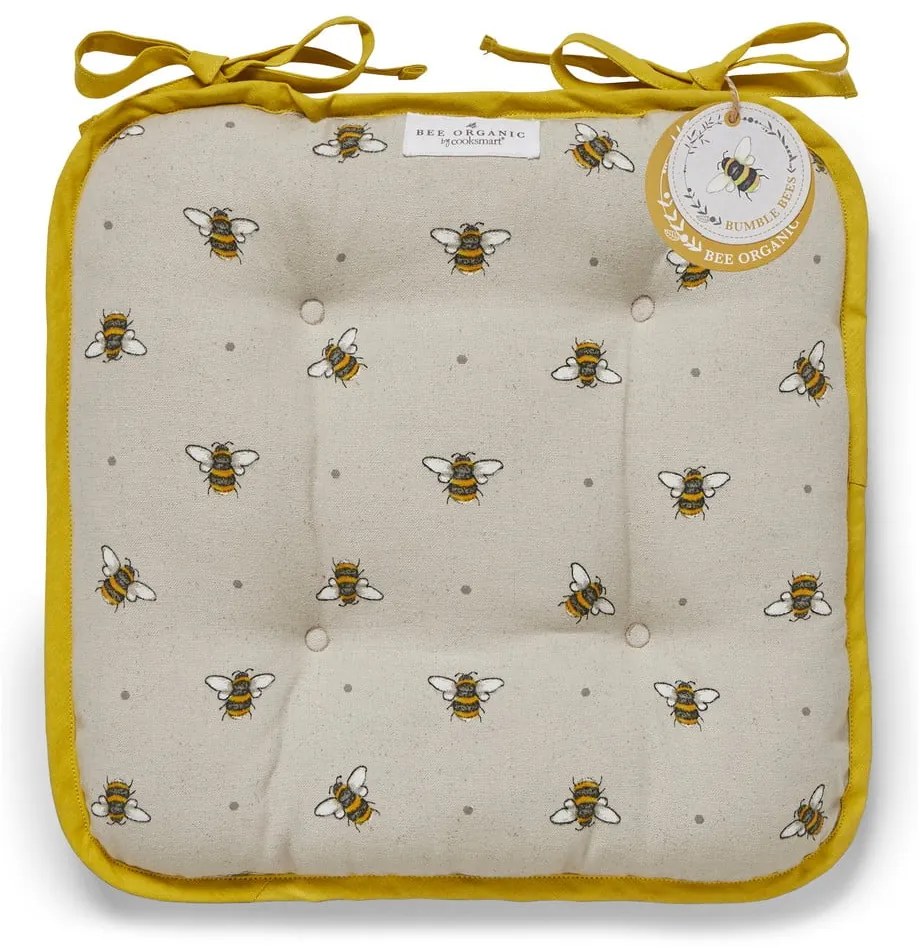 Beżowo-żółta bawełniana poduszka na krzesło Cooksmart ® Bumble Bees