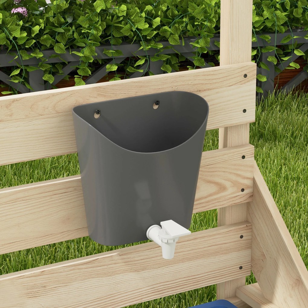 Outsunny Piaskownica w kształcie statku pirackiego z zestawem kuchennym, z ochroną przeciwsłoneczną, z naturalnego drewna, 180 x 103 x 144,5 cm