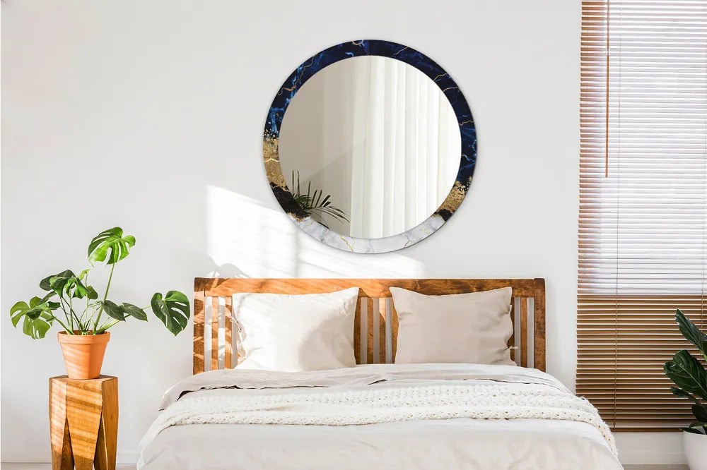 Lustro dekoracyjne okrągłe Niebieski marmur