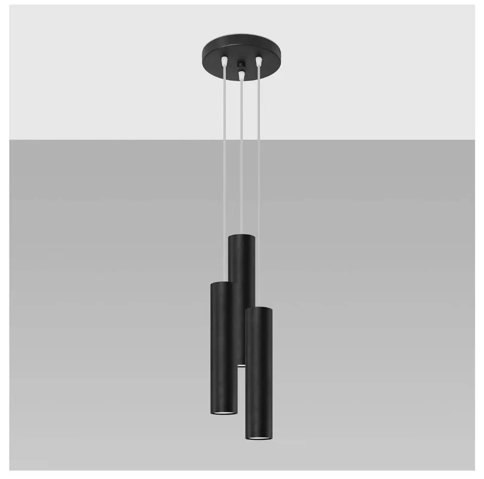 Czarna lampa wisząca ø 6 cm Castro – Sollux