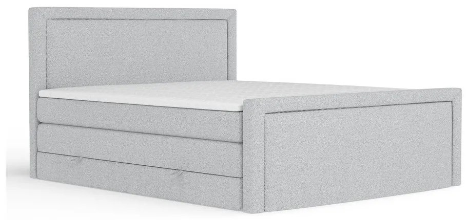 Jasnoszare łóżko kontynentalne ze schowkiem 200x200 cm Lavenda – Maison de Rêve
