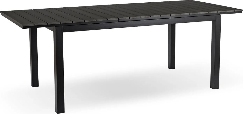 Zestaw Mebli Ogrodowych Stół ARGOS 160-210 cm Ciemnoszary Dąb/Czarny i 6x Fotel FRESNO Czarny Technorattan Nowoczesny