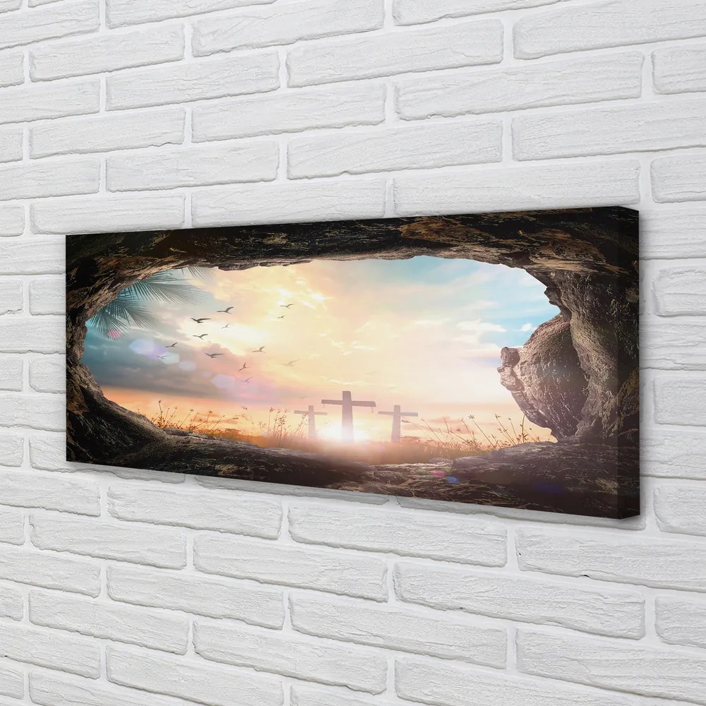 Zdjęcie na płótnie Jaskinia z Krzyżami i Ptakami
