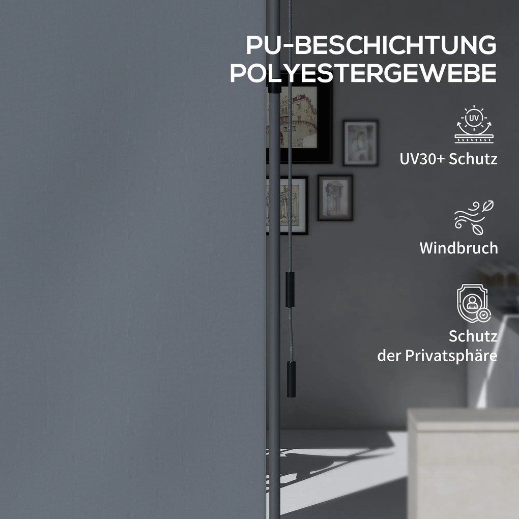 Outsunny Wolnostojąca Markiza, Regulowana Długość, Montaż Bez Wiercenia, Rama z Aluminium, 1,5 x 2,2-3,1 m, Ciemnoszary