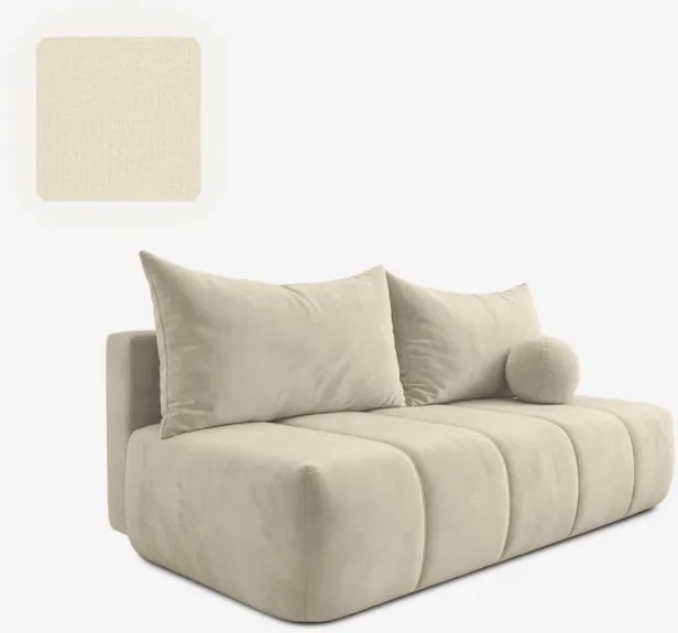 Sofa z Funkcją Spania SARIA Kremowa Welurowa Nowoczesna