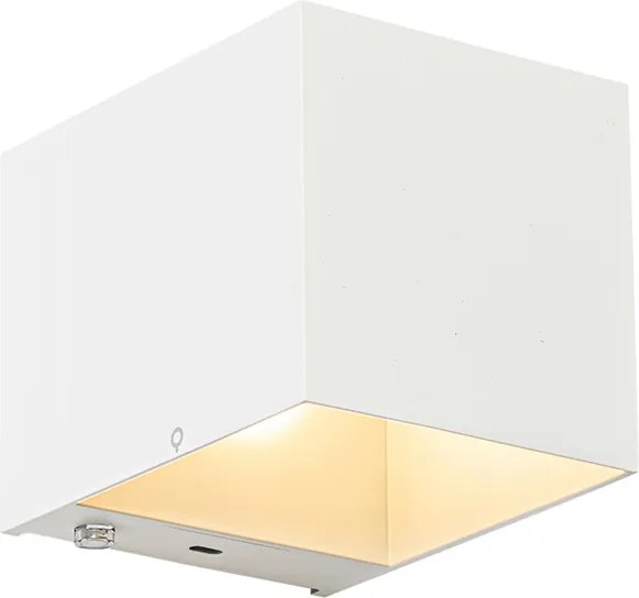 Zestaw 2 białych ładowalnych lamp ściennych ze ściemniaczem - Joris