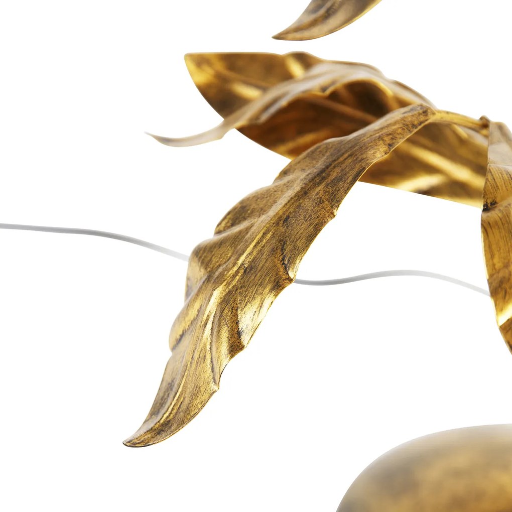 Stylowa lampa stołowa antyczne złoto z zielonym abażurem - Linden