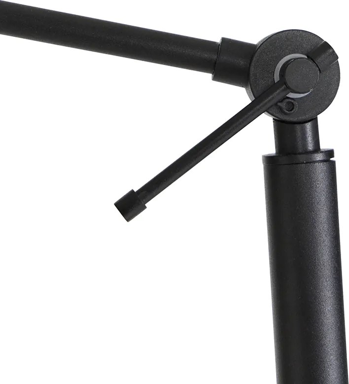 Lampa stojąca czarna z abażurem w kolorze jasnobrązowym 50 cm regulowana - Editor