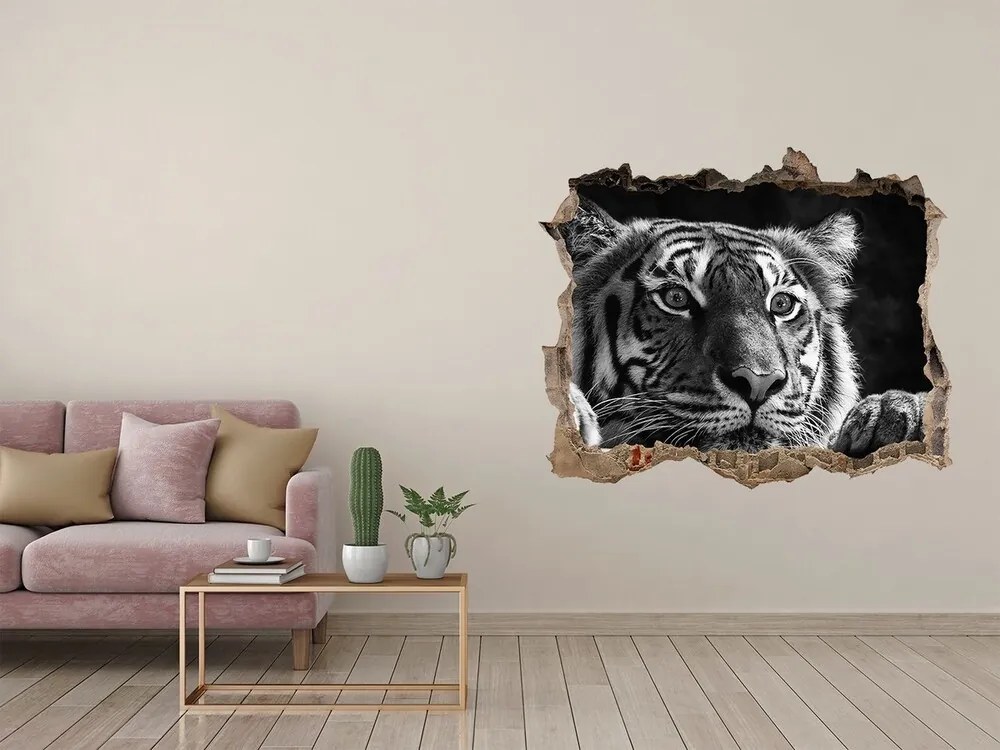 Dziura 3d fototapeta naklejka Tygrys