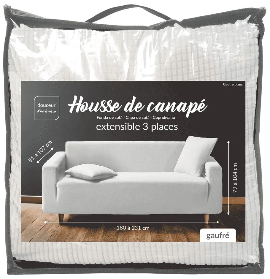 Kremowy elastyczny pokrowiec na sofę 3-osobowy Sacha – douceur d'intérieur