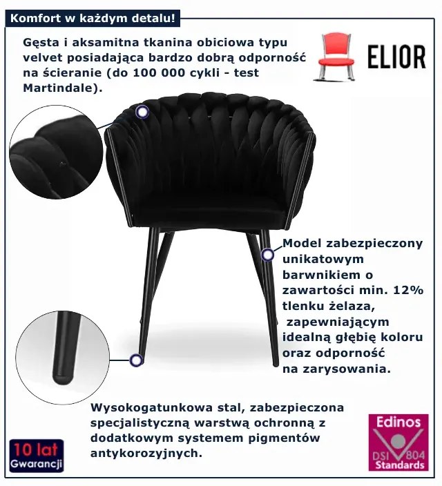 Czarne plecione krzesło do jadalni  M9-P09