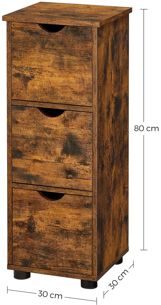 Rustykalna szafka łazienkowa z 3 szufladami B8-C74