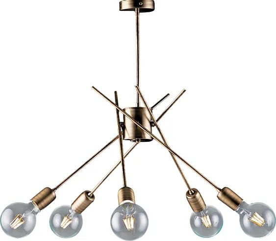 Lampa sufitowa polska z brązu szczotkowanego żelaza 5 świateł H.53 Ø56 BL186-PL5-BRZ