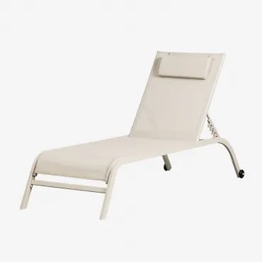 Leżak Z Regulowanym Oparciem Z Poduszką Therys Kremowa Tapioca - Sklum