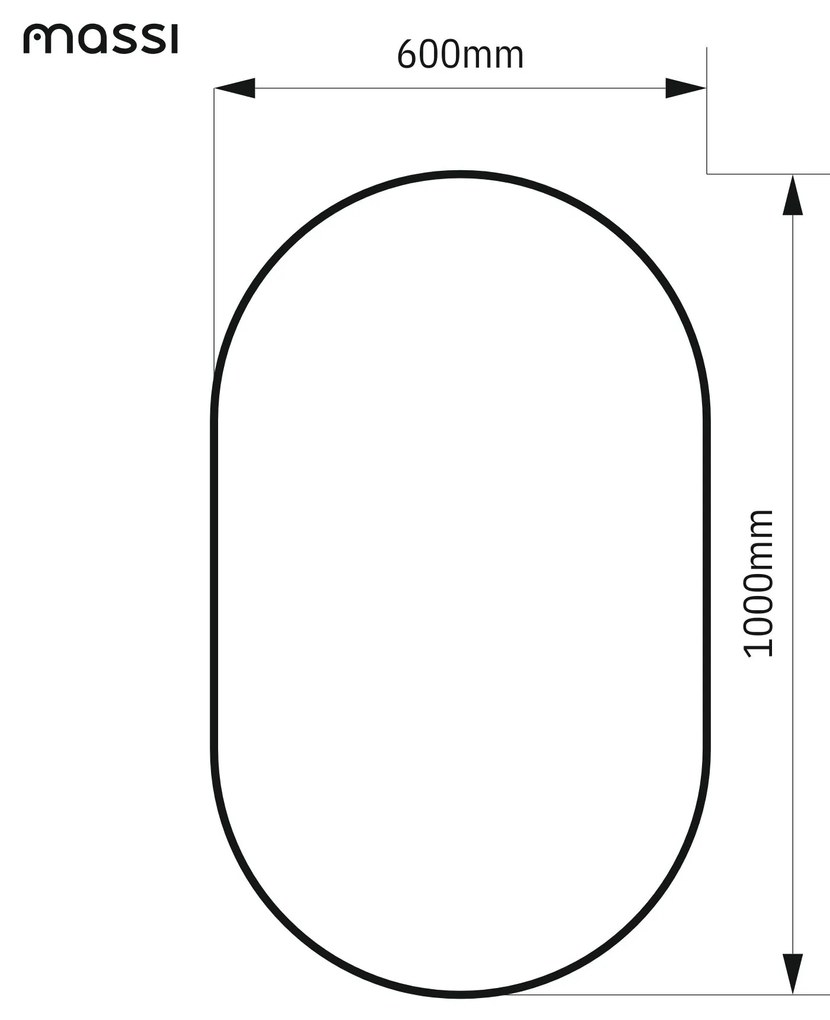 Lustro owalne bez podświetlenia symetryczne bezramowe PLATAN | Różne rozmiary | Różne kolory szkła : Kolor - Grafit, Rozmiar - 60 x 100 cm