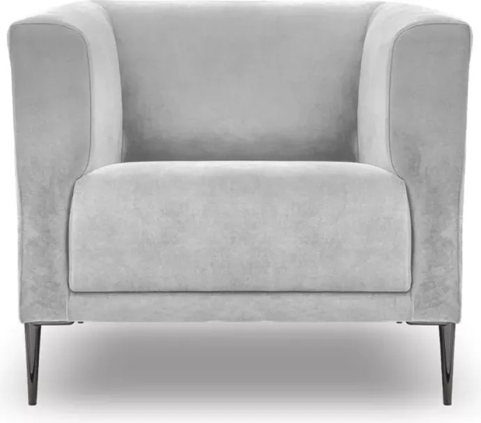 Fotel Vilano 1-osobowy welurowy z ozdobnym oparciem na metalowych nóżkach – nowoczesny design