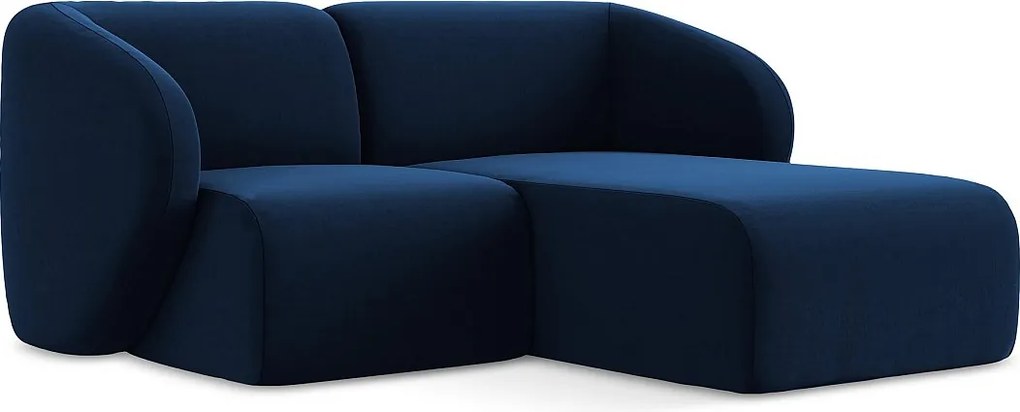 Narożnik prawostronny - z tkaniny welwetowej - królewski niebieski - LANI