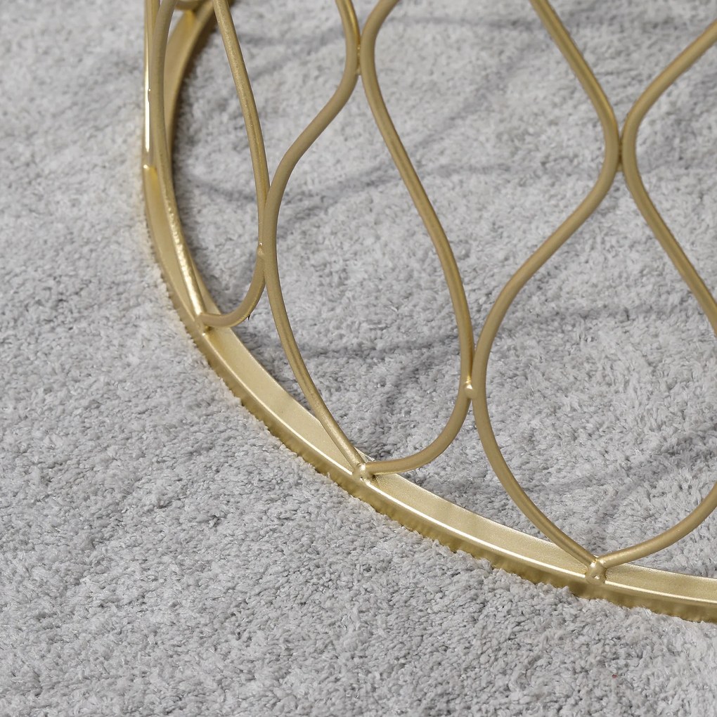 Outsunny okrągłe stoliki kawowe w komplecie 2 retro kosz druciany złoty+biały Ø41 x 46 cm