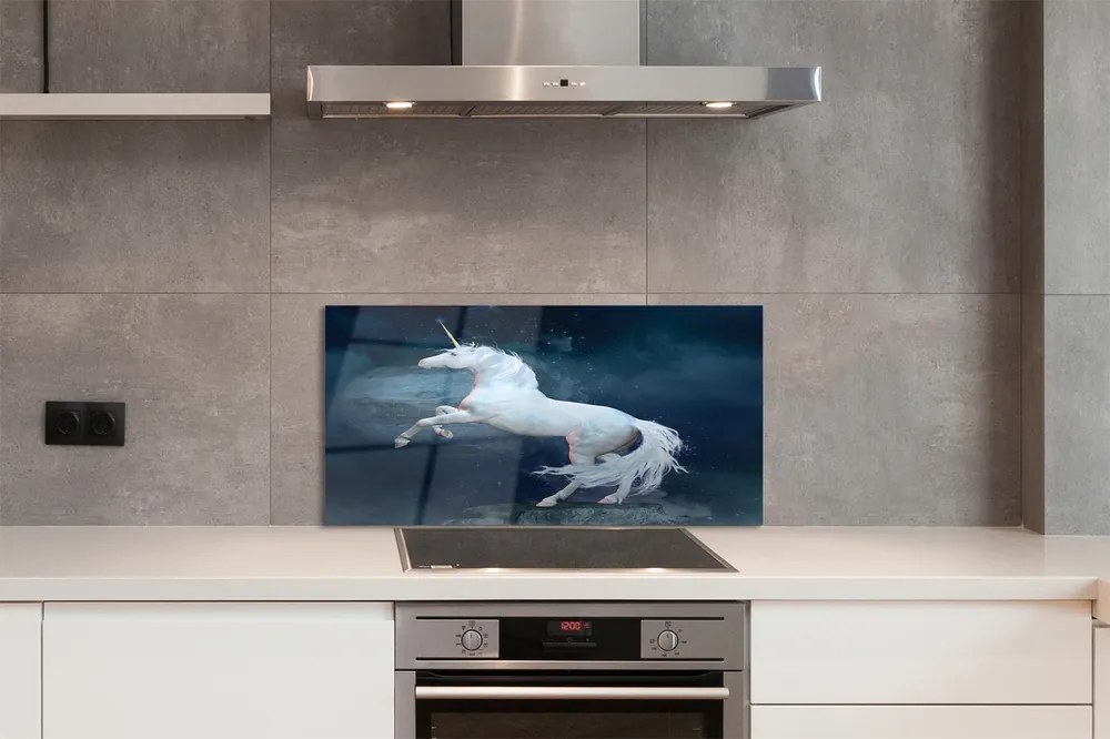 Szkło do Kuchni na Ścianę Jednorożec na tle Planet