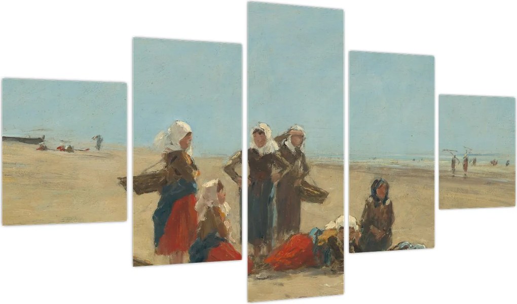 Obraz - Eugène Boudin, Women on the Beach at Berck, reprodukcje (125x70 cm)