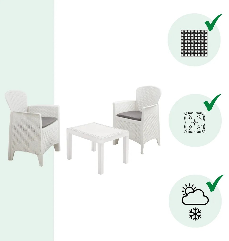 I.P.A.E-Progarden Zestaw ogrodowy AKITA, 3-częściowy, biała