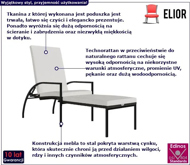 Leżak ogrodowy z podnóżkiem brązowy N3-C08