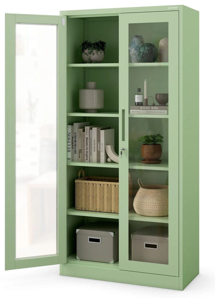 Szklana witryna AMELIA, 900 x 1850 x 400 mm, Fresh Style: pastelowy zielony