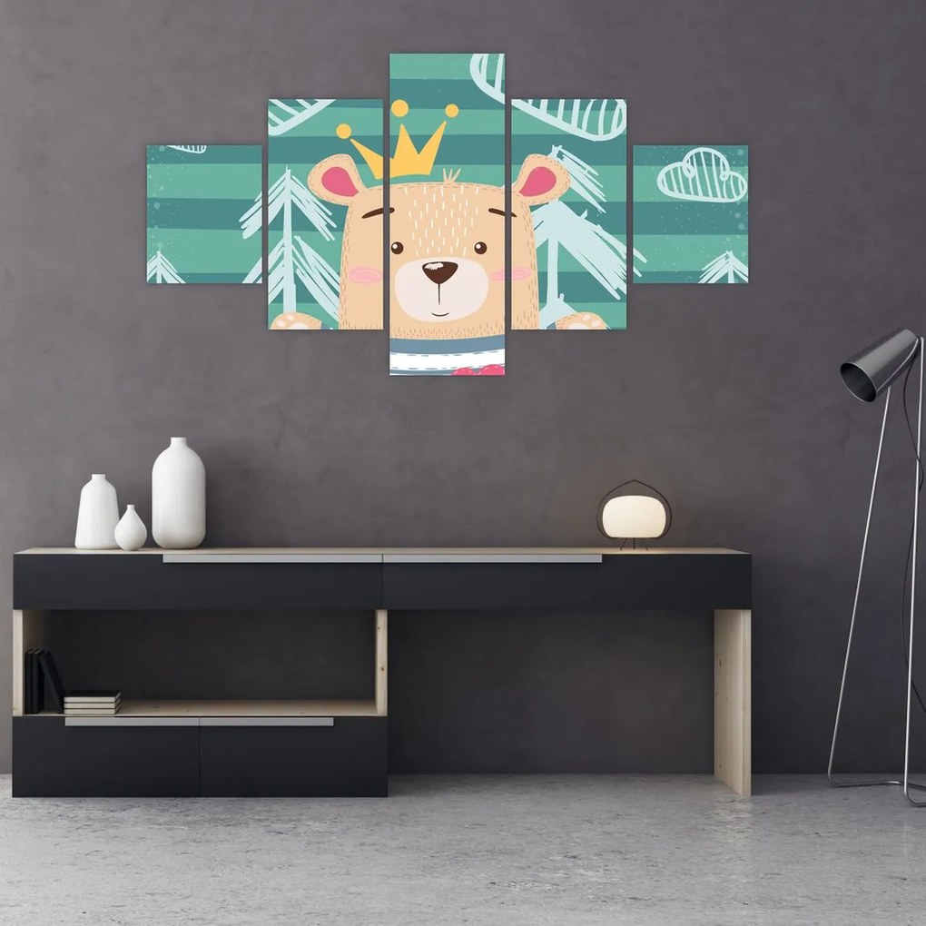 Obraz - Niedźwiadek w lesie (125x70 cm)