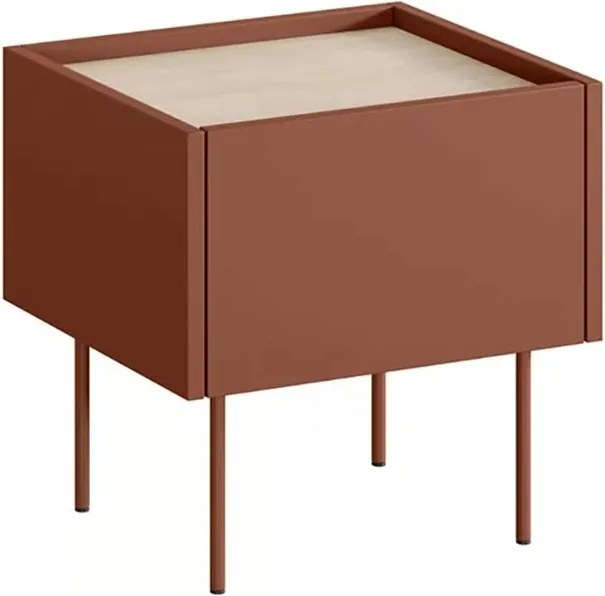 Szafka nocna Desin z szufladą 45 cm - ceramic red / dąb nagano