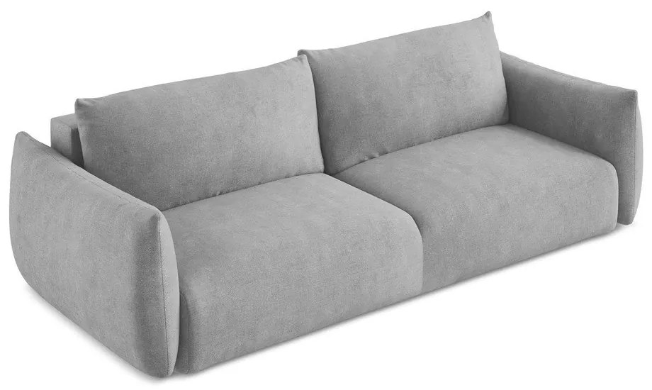 Jasnoszara rozkładana sofa z tkaniny szenilowej 230 cm Leila – Makamii
