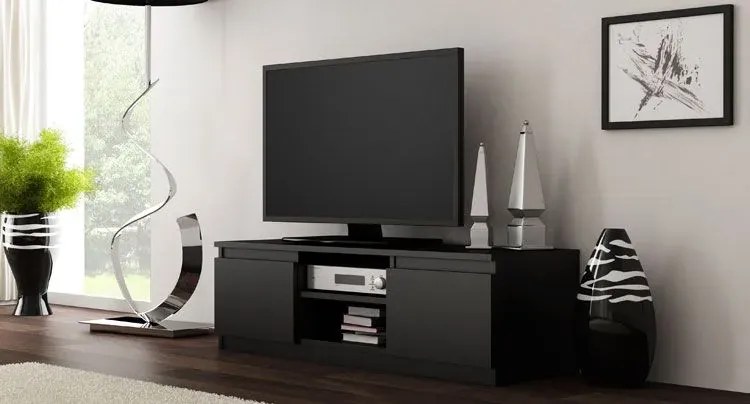Czarna komoda pod telewizor Amida 2X 120 cm