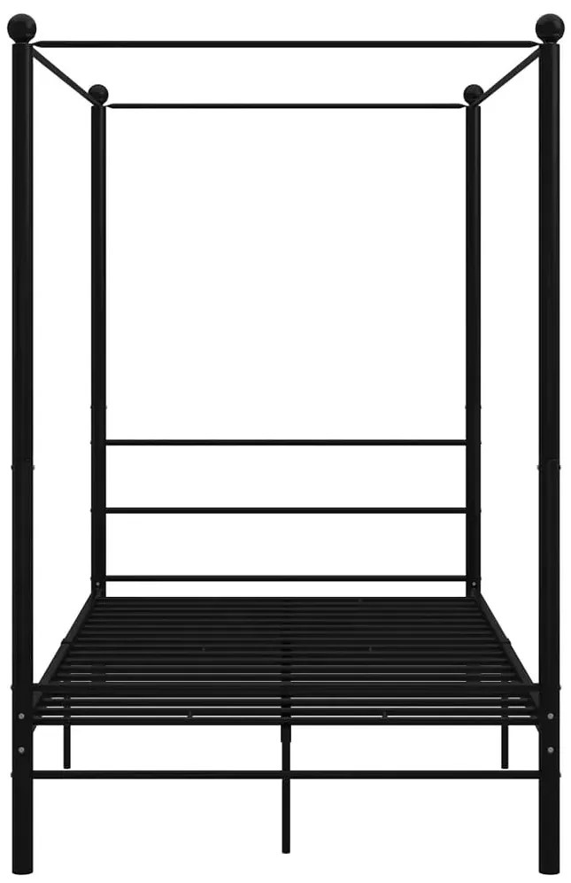 Czarne metalowe łóżko z baldachimem 140x200 cm - Aveiro