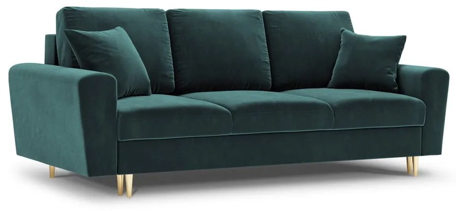 Morska aksamitna rozkładana/ze schowkiem sofa 235 cm Kyoto – Cosmopolitan Design