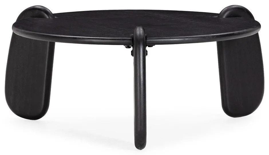Czarny okrągły stolik z litego drewna mango ø 80 cm Tamira – MOME