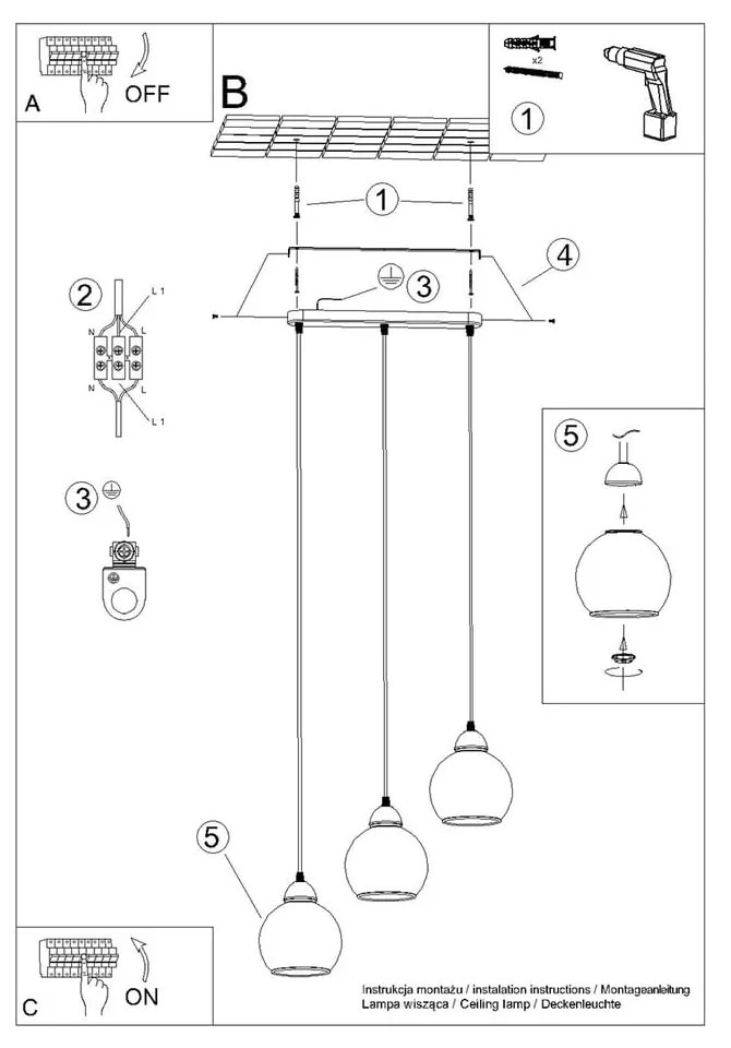 Czarna lampa wisząca ø 15 cm Grande – Nice Lamps