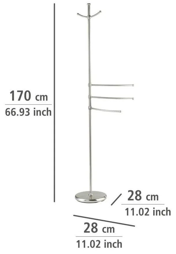 Stojak na ręczniki, ubrania ADIAMO - 3 ramiona, 2 wieszaki, WENKO