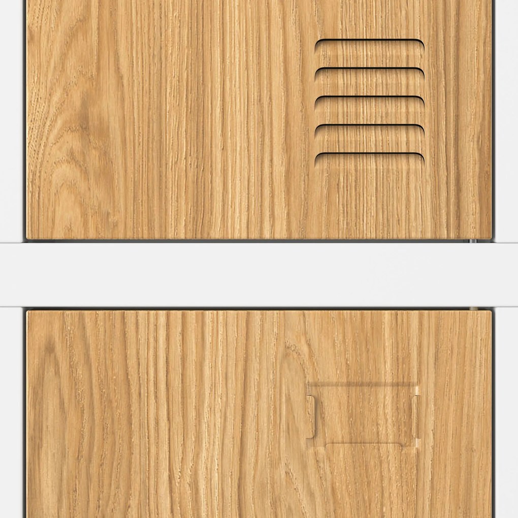 Szafa socjalna ubraniowa 6-drzwiowa biała/złoty dąb, 900x1850x450 mm: IGOR Eco Design
