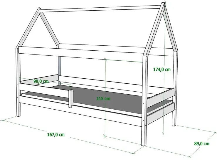 Łóżko dla dziecka przypominające domek, olcha T5-A19