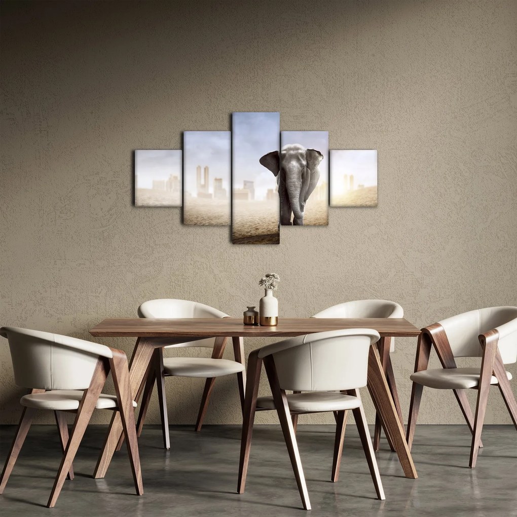 Obraz - Słonie w wielkim mieście (125x70 cm)