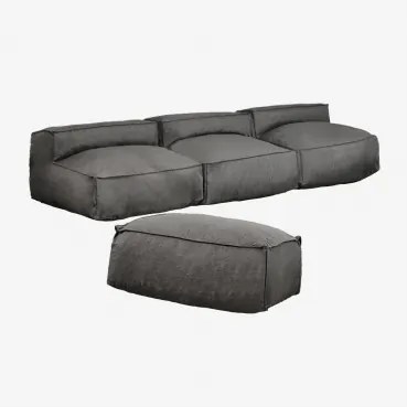 Dojans 3-częściowa Sofa Modułowa I Pufa Ogrodowa Szary Granit - Sklum