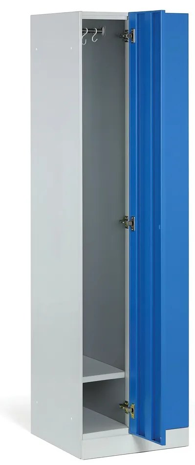 Szafka ubraniowa S1 wąska, 2-drzwiowa, 1850 x 500 x 500 mm, demontaż, zamek cylindryczny, drzwi zielone