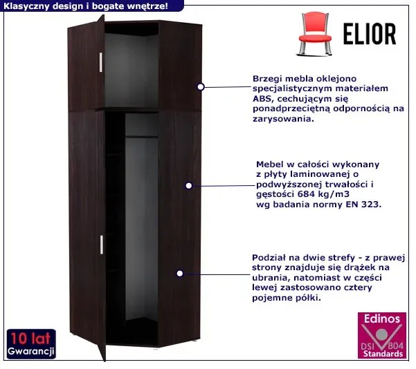 Szafa narożna z nadstawką na ubrania wenge T7-H08